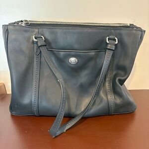 Coach Jet Shoulder Bag Black Leather Carryall Tote Purse